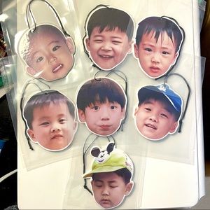 Baby BTS car air freshener. 
jungkook jimin Jin v Suga RM Jhope